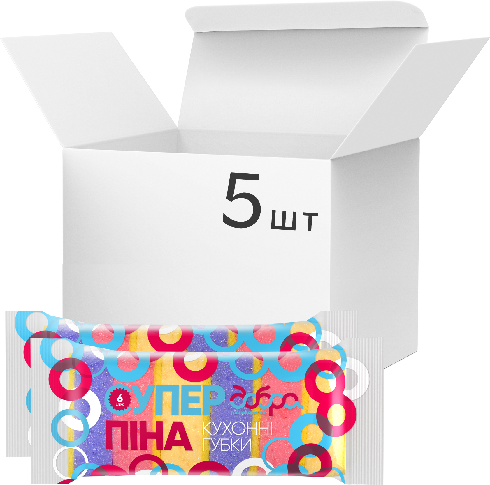 Набір губок кухонних ДОБРА ГОСПОДАРОЧКА Суперпіна 6 шт.(4820086521178)